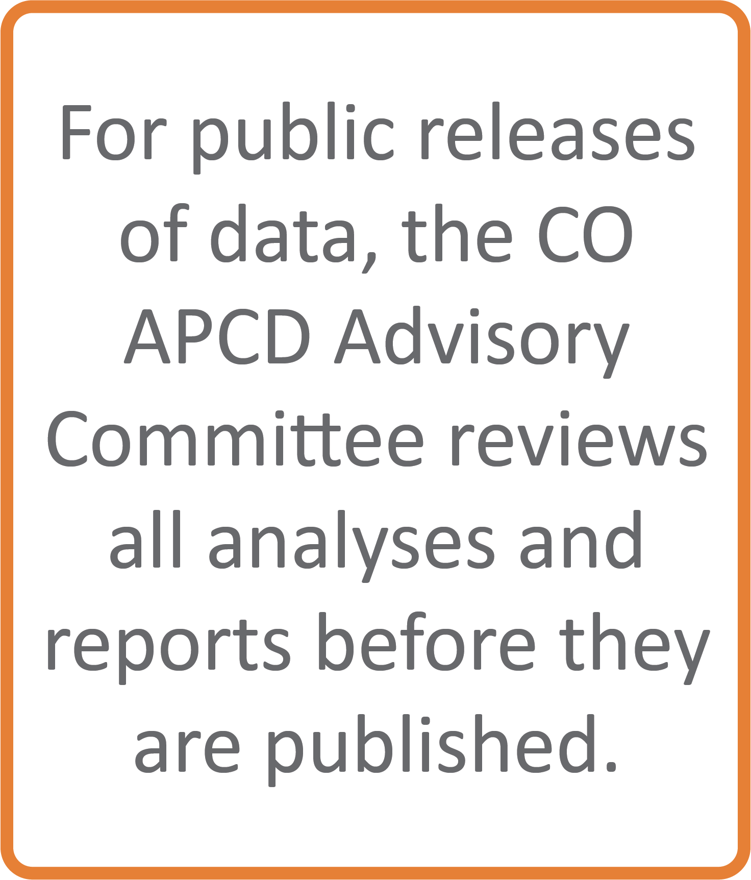 For public releases of data, the CO APCD Advisory Committee reviews all analyses and reports before they are published. 